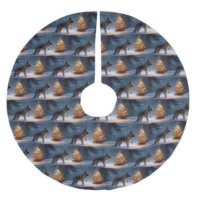 German Shepherd Christmas Festive Season  Brushed Polyester Tree Skirt (Front)