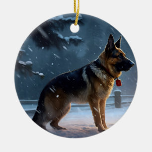 German Shepherd Christmas Festive Season  Ceramic Ornament