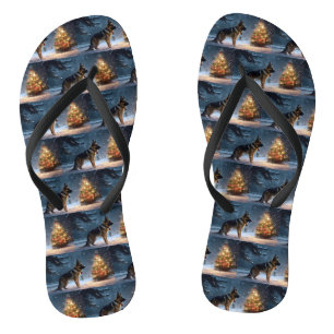 German Shepherd Christmas Festive Season  Flip Flops