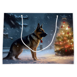 German Shepherd Christmas Festive Season  Large Gift Bag