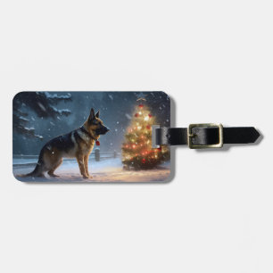 German Shepherd Christmas Festive Season Luggage Tag