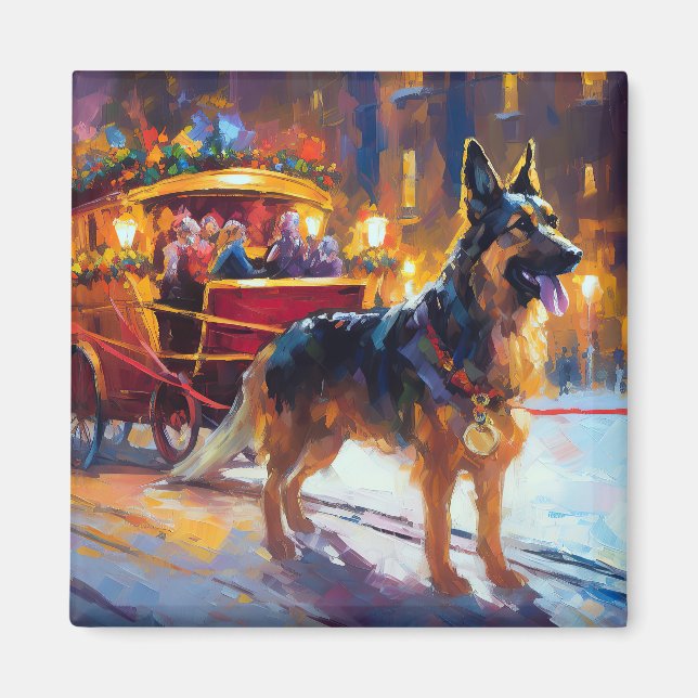 German Shepherd Christmas Festive Season Magnet (Front)