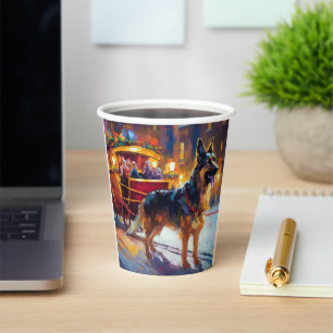 German Shepherd Christmas Festive Season Paper Cups