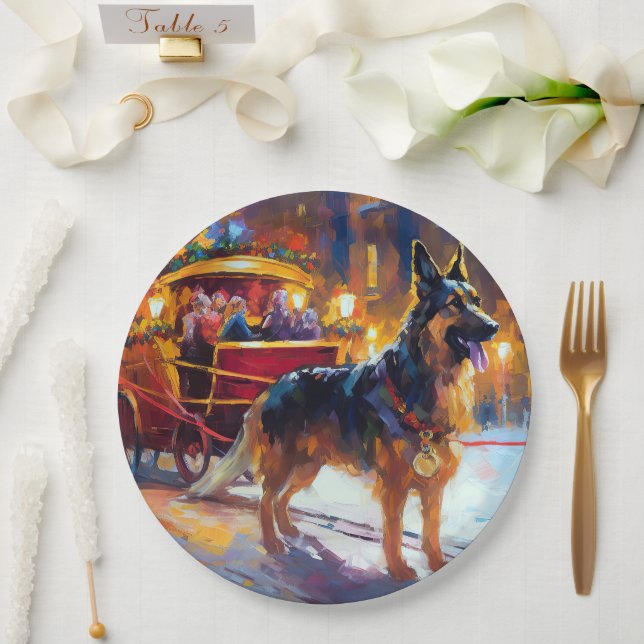 German Shepherd Christmas Festive Season Paper Plate (Wedding)