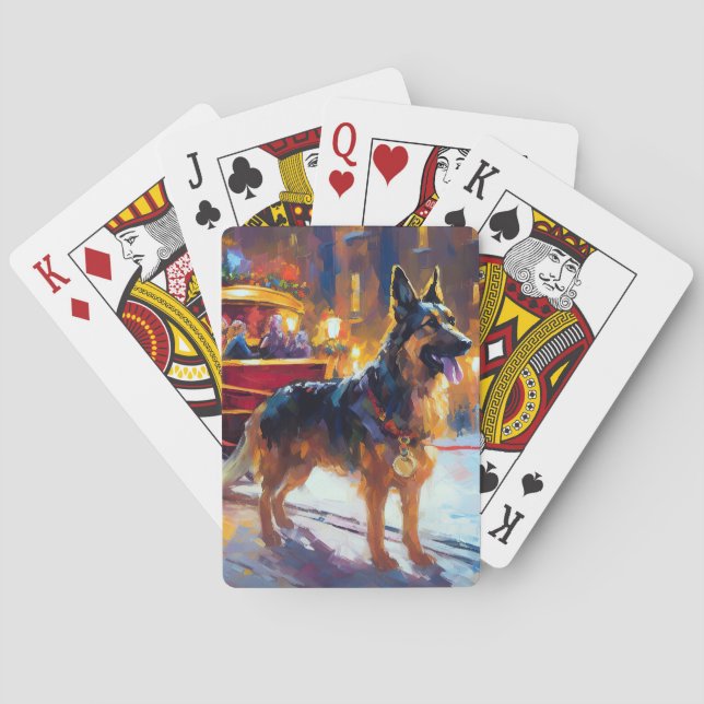 German Shepherd Christmas Festive Season Playing Cards (Back)