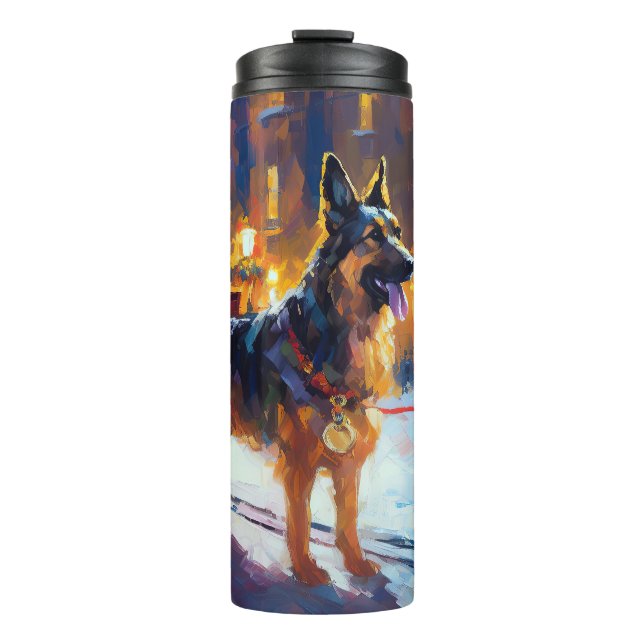 German Shepherd Christmas Festive Season Thermal Tumbler (Front)