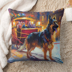 German Shepherd Christmas Festive Season Throw Pillow
