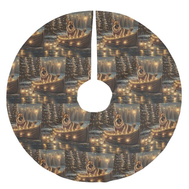 German Shepherd Christmas Festive Voyage  Brushed Polyester Tree Skirt (Front)