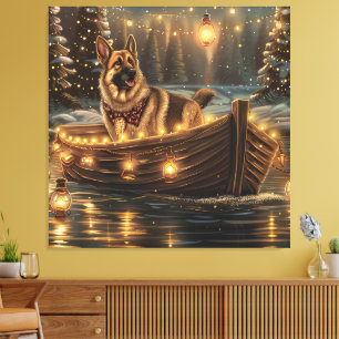 German Shepherd Christmas Festive Voyage  Canvas Print