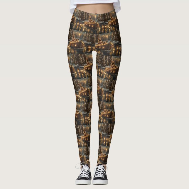 German Shepherd Christmas Festive Voyage  Leggings (Front)