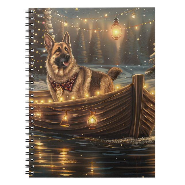 German Shepherd Christmas Festive Voyage  Notebook (Front)