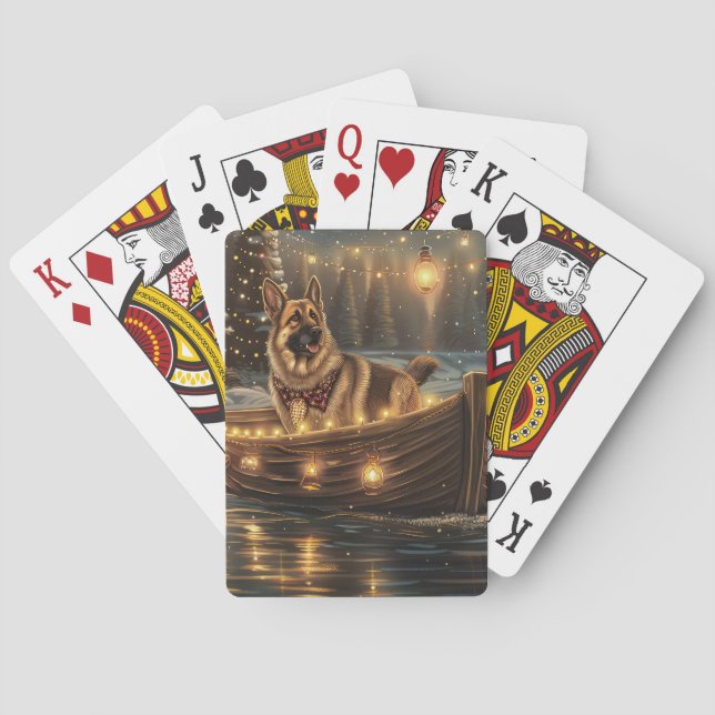 German Shepherd Christmas Festive Voyage  Playing Cards (Back)