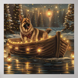 German Shepherd Christmas Festive Voyage  Poster