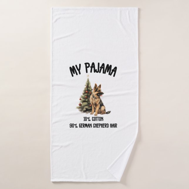 German Shepherd & Christmas, Funny Dog Design for  Bath Towel (Bath Towel)