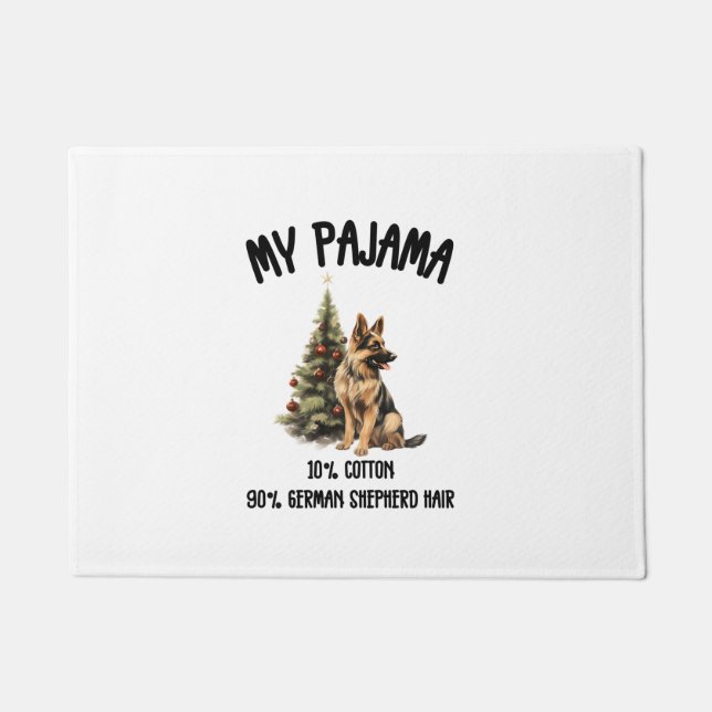 German Shepherd & Christmas, Funny Dog Design for  Doormat (Front)