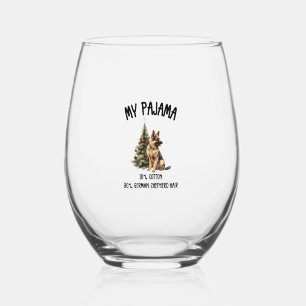 German Shepherd & Christmas, Funny Dog Design for Stemless Wine Glass