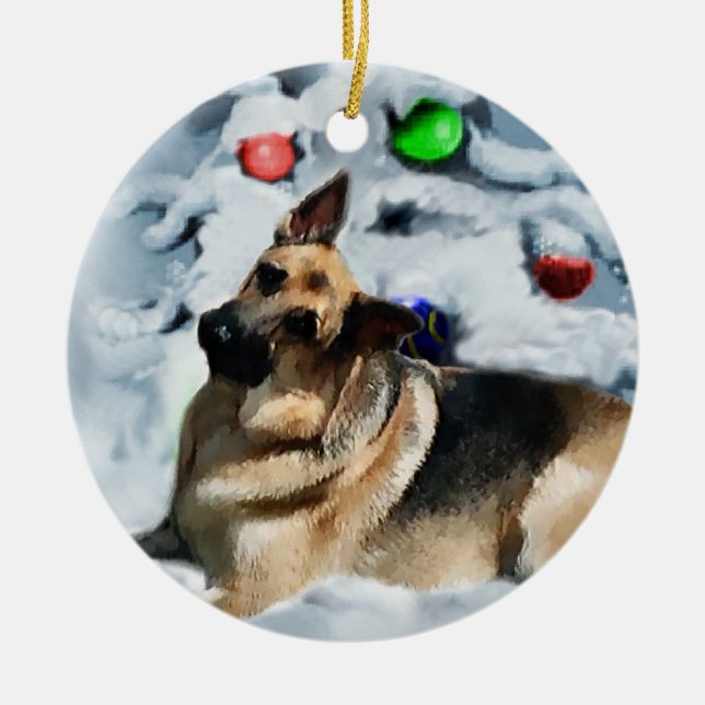 German Shepherd Christmas Gifts Ornaments (Front)
