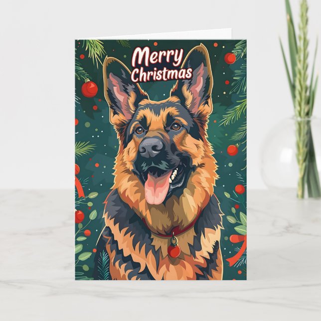 German Shepherd Christmas Holiday Card (Front)