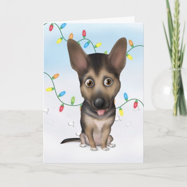 German Shepherd Christmas Holiday Card (Front)