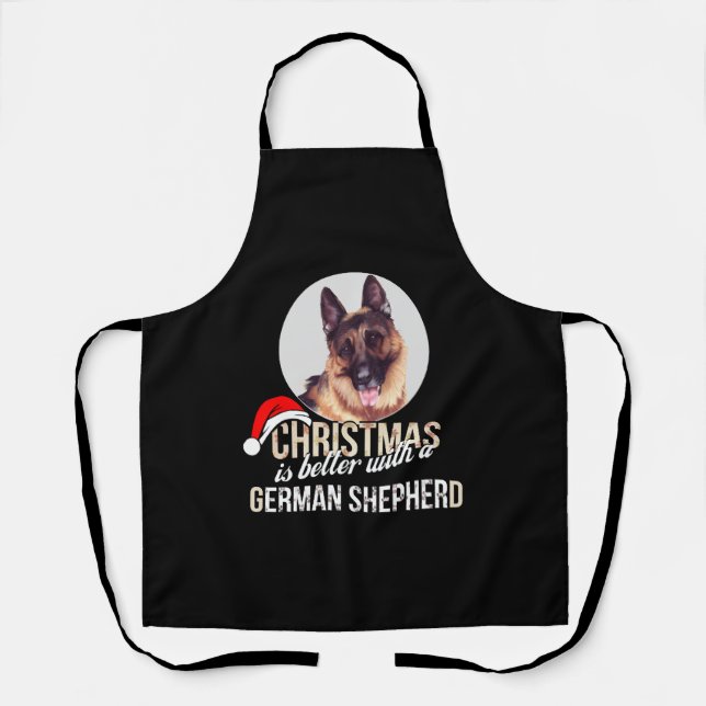 German shepherd - Christmas is better with a Germa Apron (Front)