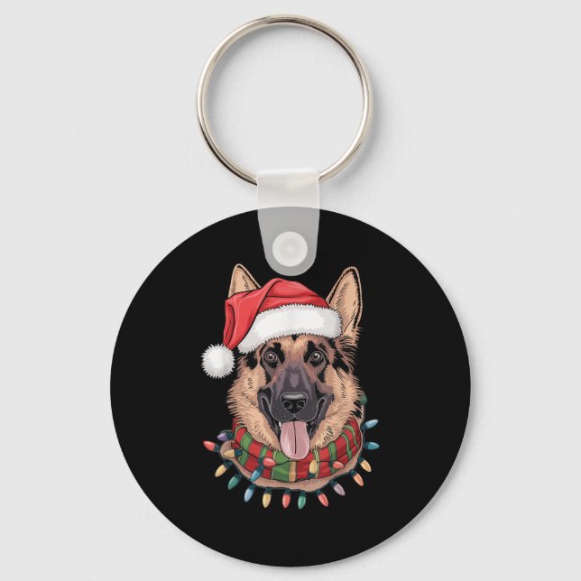 German Shepherd Christmas  Keychain (Front)