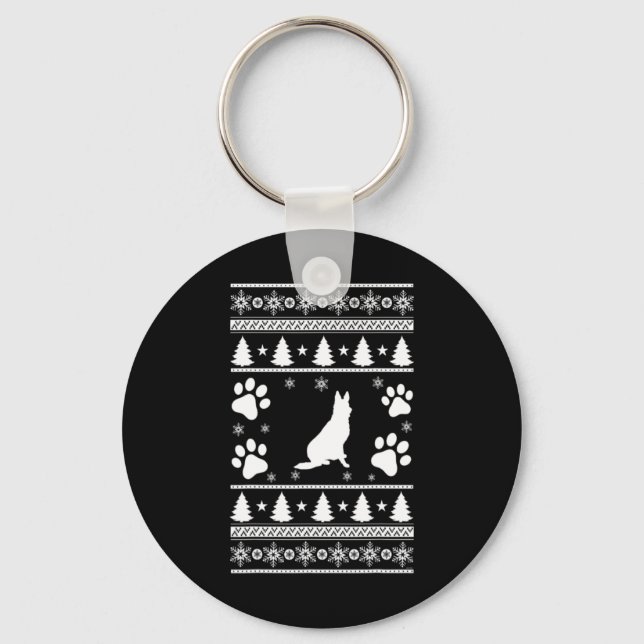 German Shepherd Christmas Keychain (Front)