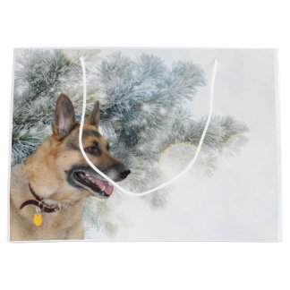German Shepherd Christmas Large Gift Bag