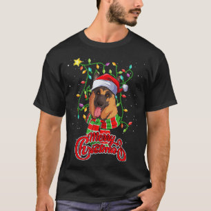 German Shepherd Christmas Lights Santa Hat Dog Own T-Shirt
