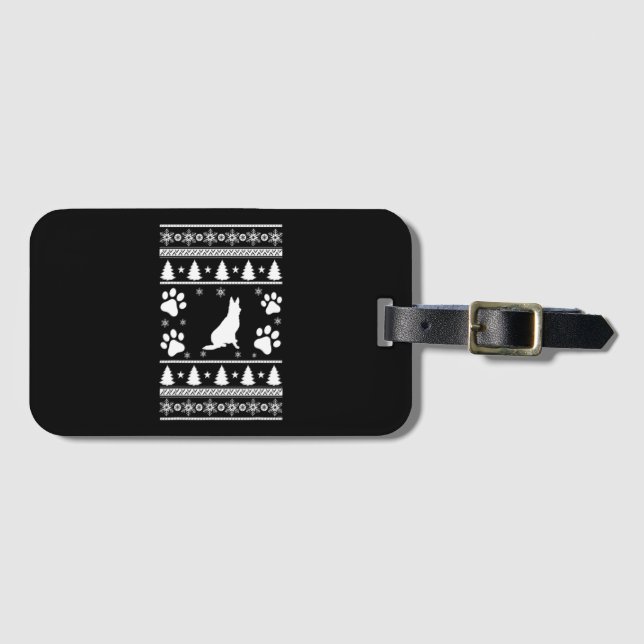 German Shepherd Christmas Luggage Tag (Front Horizontal)