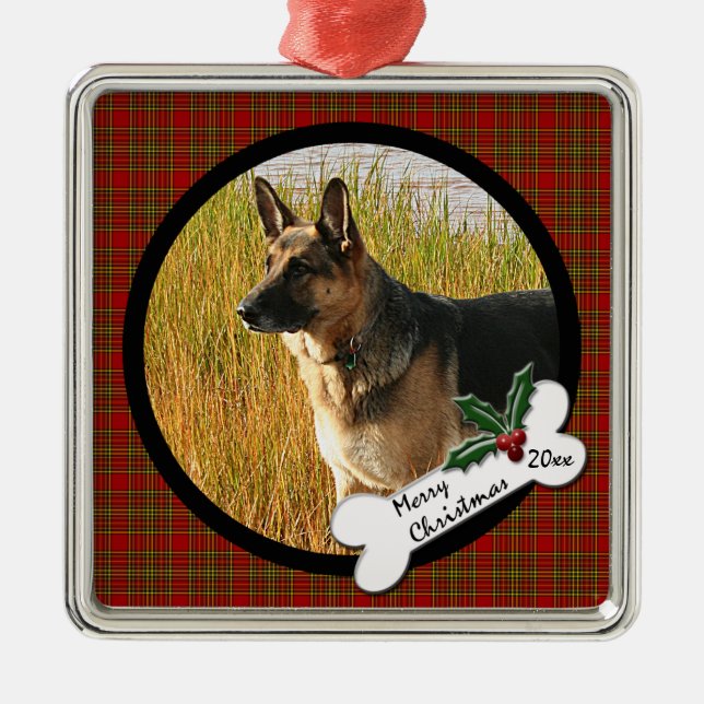 German Shepherd Christmas Ornament (Front)