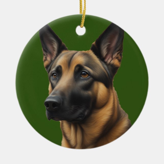 German Shepherd Christmas Ornament (Front)
