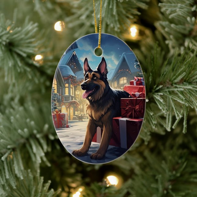 German Shepherd Christmas Pet Ornament, Dog Lover  Ceramic Ornament (Tree)