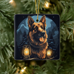 German Shepherd Christmas Pet Ornament, Dog Lover  Ceramic Ornament