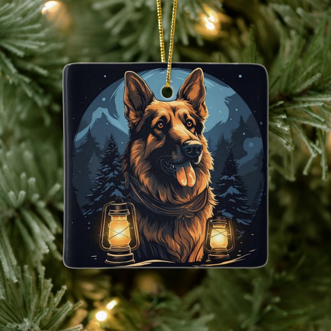 German Shepherd Christmas Pet Ornament, Dog Lover  Ceramic Ornament (Tree)