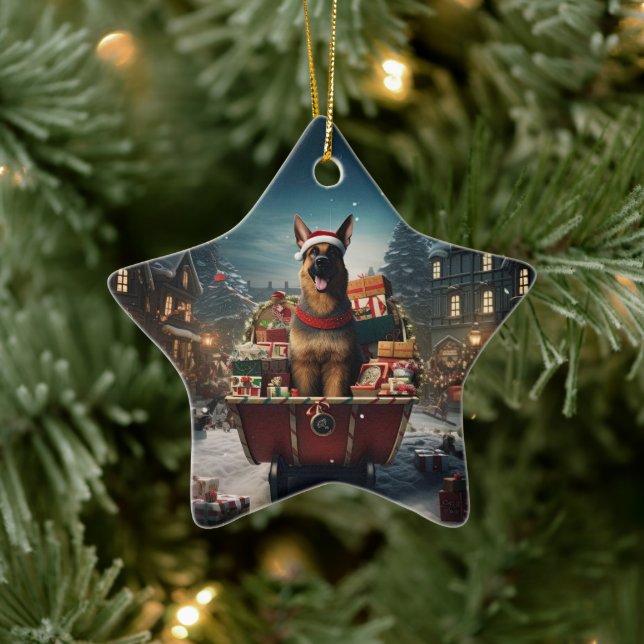 German Shepherd Christmas Pet Ornament, Dog Lover  Ceramic Ornament (Tree)