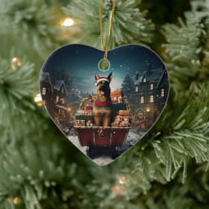 German Shepherd Christmas Pet Ornament, Dog Lover Ceramic Ornament