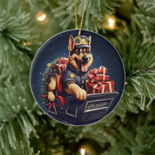 German Shepherd Christmas Pet Ornament, Dog Lover Ceramic Ornament