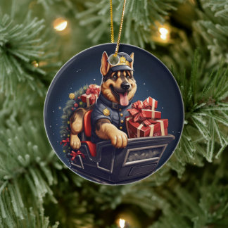 German Shepherd Christmas Pet Ornament, Dog Lover  Ceramic Ornament