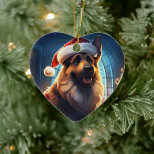 German Shepherd Christmas Pet Ornament, Dog Lover Ceramic Ornament