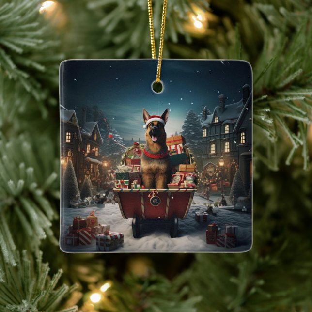 German Shepherd Christmas Pet Ornament, Dog Lover  Ceramic Ornament (Tree)
