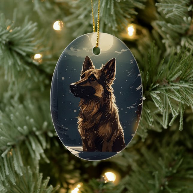 German Shepherd Christmas Pet Ornament, Dog Lover  Ceramic Ornament (Tree)