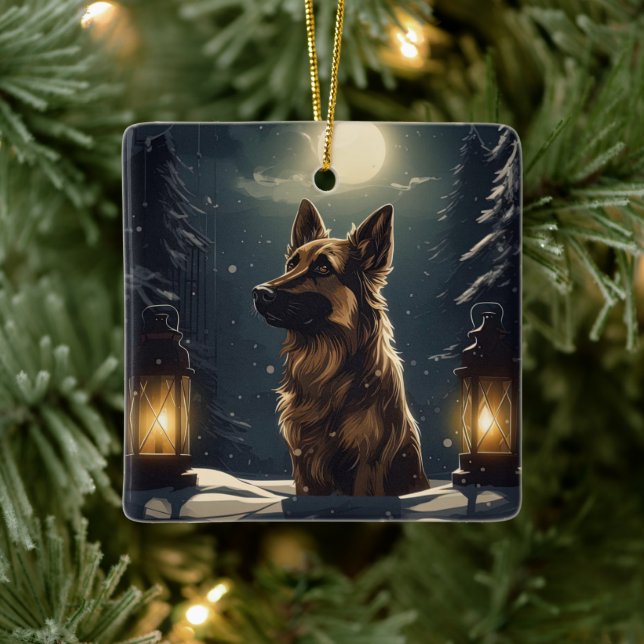 German Shepherd Christmas Pet Ornament, Dog Lover  Ceramic Ornament (Tree)
