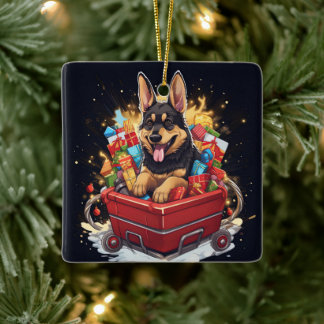 German Shepherd Christmas Pet Ornament, Dog Lover  Ceramic Ornament