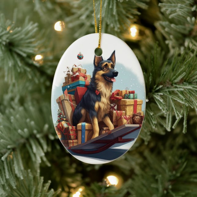 German Shepherd Christmas Pet Ornament, Dog Lover  Ceramic Ornament (Tree)