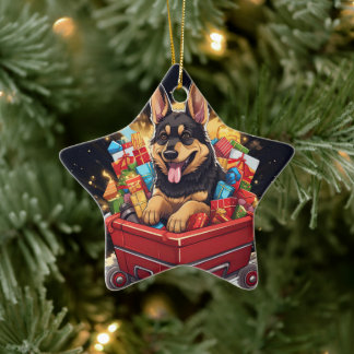 German Shepherd Christmas Pet Ornament, Dog Lover  Ceramic Ornament
