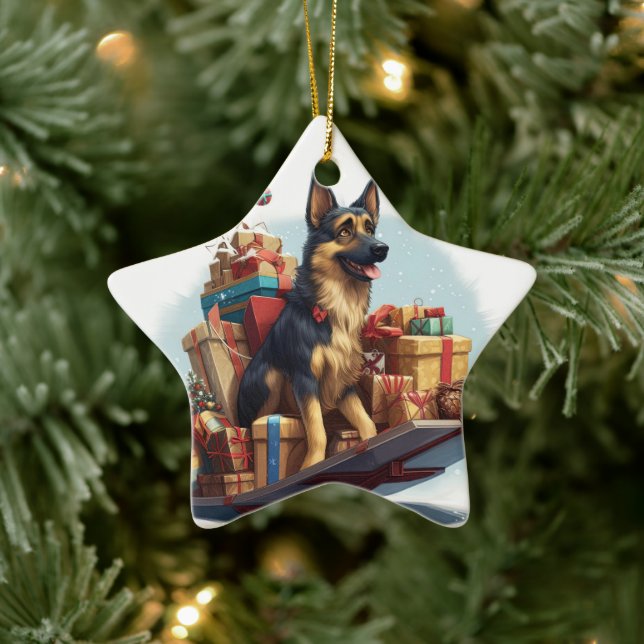 German Shepherd Christmas Pet Ornament, Dog Lover  Ceramic Ornament (Tree)