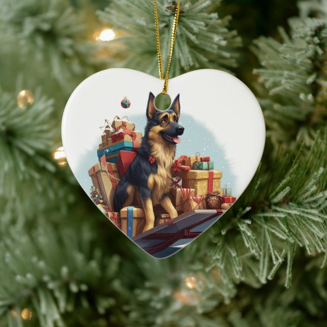 German Shepherd Christmas Pet Ornament, Dog Lover  Ceramic Ornament (Tree)