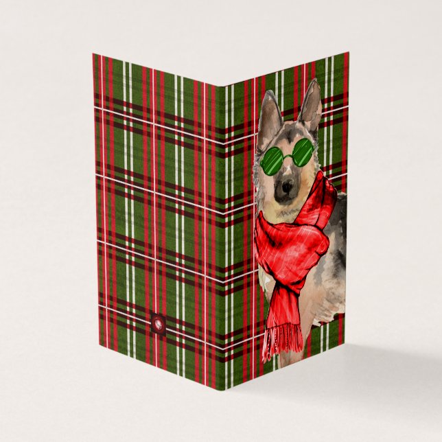 German Shepherd Christmas Red Green Holiday Plaid (Outside)