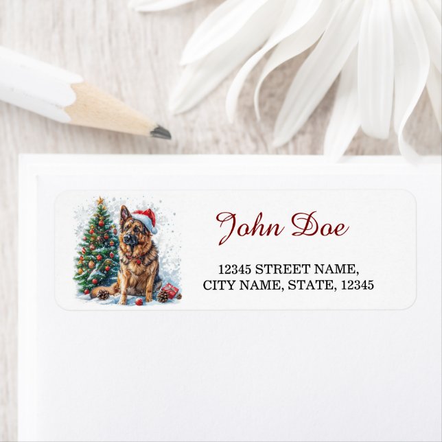 German Shepherd Christmas Retourner l'adresse (En situation)
