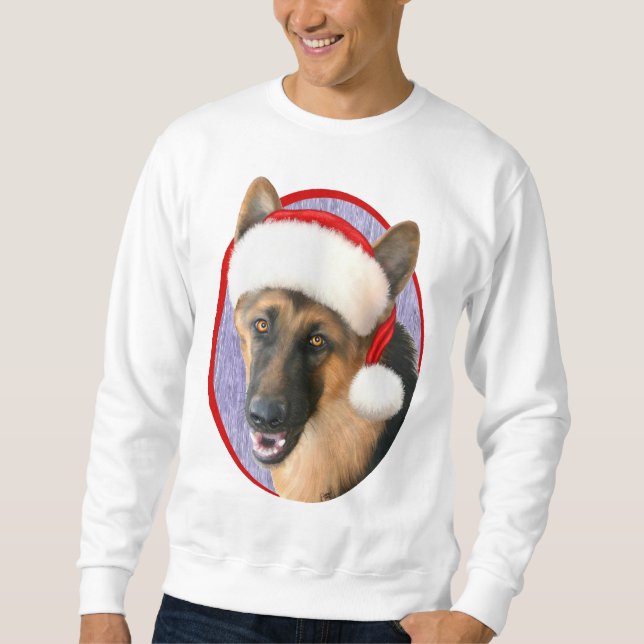 German Shepherd Christmas Santa Hat Sweatshirt (Front)